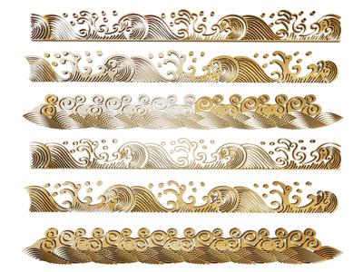 新中式浪花墙饰 剪影 剪纸