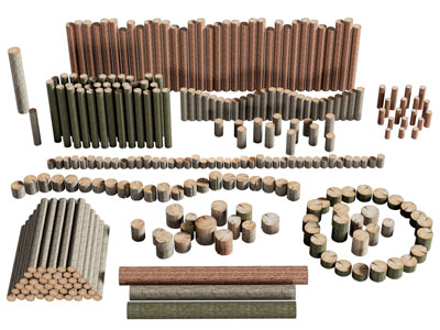 现代木桩 木材 木头 木段 柴火