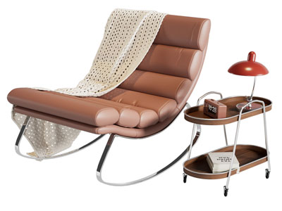 现代皮质摇椅 躺椅 边几