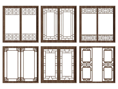 新中式实木平开窗 镂花窗 窗格