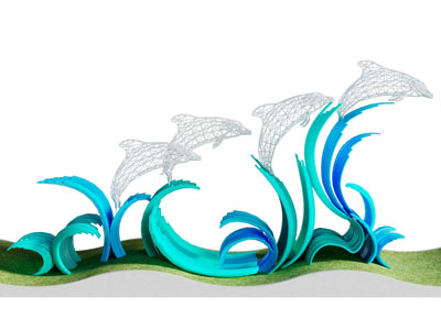 现代户外浪花 海豚 雕塑小品3d模型 现代户外浪花 海豚 雕塑小品