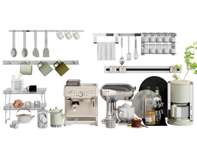 现代咖啡机 厨师机 调料瓶 厨具组合