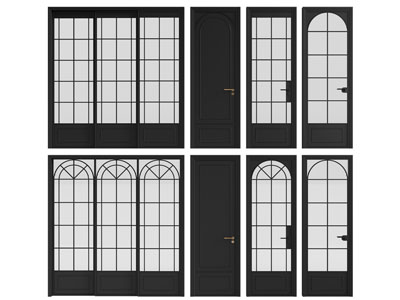 法式玻璃推拉门 单扇平开门 木门