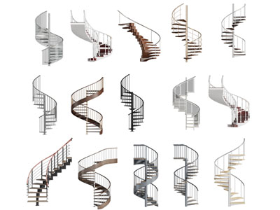 现代镂空台阶旋转楼梯3d模型 现代镂空台阶旋转楼梯