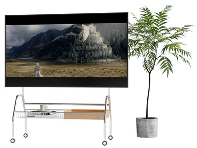 现代带滑轮支架的电视机3d模型 现代带滑轮支架的电视机