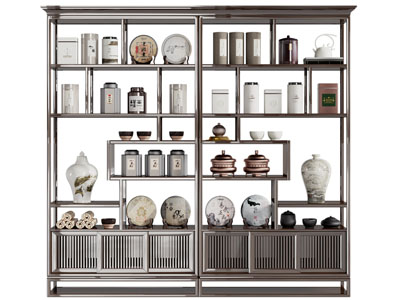 新中式茶饼 茶罐收纳装饰柜