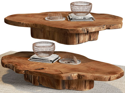 侘寂风原木异形茶几3d模型 侘寂风原木异形茶几