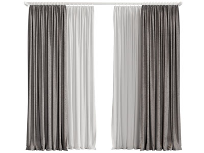 现代窗帘窗纱3d模型 现代窗帘窗纱