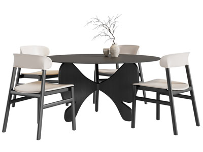 现代圆形餐桌椅组合
