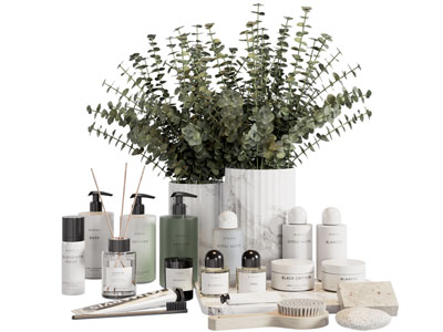 现代花瓶花卉 香薰 化妆品摆件组合