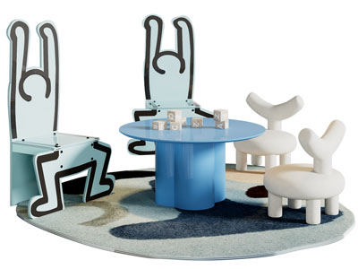 现代卡通儿童桌椅组合