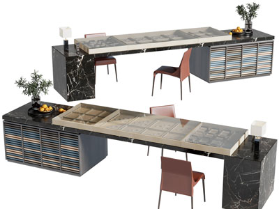 现代吧台餐桌椅组合