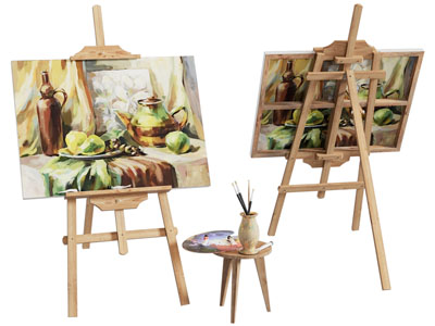 现代画架 油画 颜料3d模型 现代画架 油画 颜料