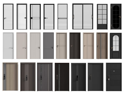 现代单扇玻璃平开门 子母入户门 木门