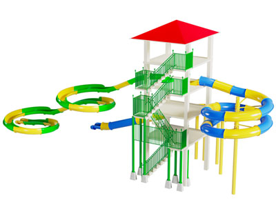 现代户外大滑滑梯游乐设备3d模型 现代户外大滑滑梯游乐设备