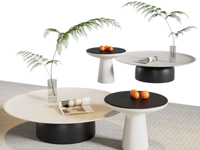 现代圆形茶几3d模型 现代圆形茶几