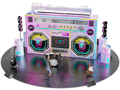 工业风loft录音机音乐美陈 演绎舞台