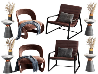 现代休闲椅子 边几