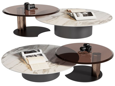 现代圆形拼接茶几3d模型 现代圆形拼接茶几
