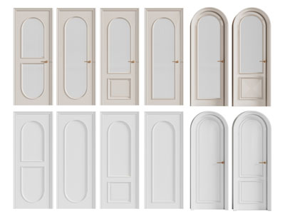 法式拱形单扇平开门 玻璃门 木门