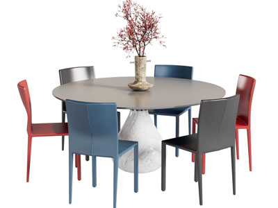 现代圆形餐桌椅组合