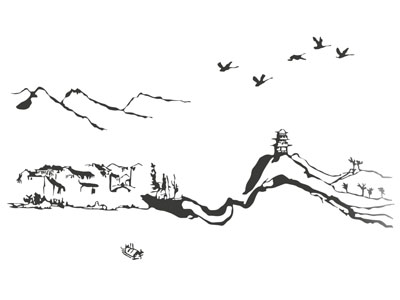 新中式剪影 剪纸 墙贴 墙饰