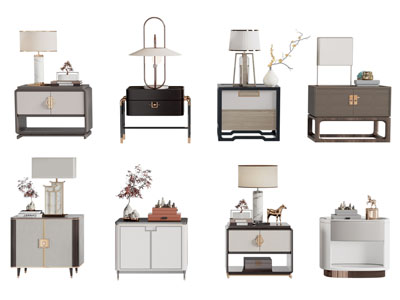 新中式床头柜 床头灯