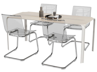 现代长方形餐桌椅组合