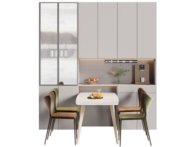 现代酒柜 餐桌椅组合