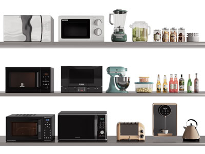 现代微波炉 烤箱 厨师机厨房电器 厨具3d模型 现代微波炉 烤箱 厨师机厨房电器 厨具