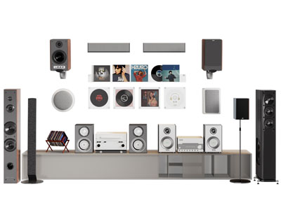 现代立式音响 唱片背景墙