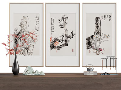 新中式装饰挂画3d模型 新中式装饰挂画
