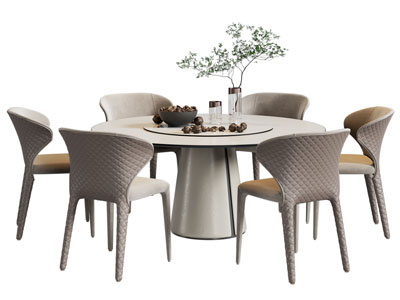 现代圆形餐桌椅组合