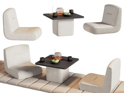 现代飘窗座椅茶几 飘窗垫3d模型 现代飘窗座椅茶几 飘窗垫