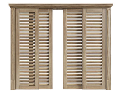 现代实木百叶推拉门