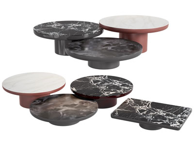 现代拼接圆形茶几3d模型 现代拼接圆形茶几