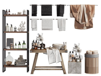 现代浴室架 毛巾架 洗浴用品 卫浴小件3d模型 现代浴室架 毛巾架 洗浴用品 卫浴小件