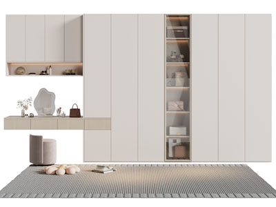 现代带梳妆台的衣柜3d模型 现代带梳妆台的衣柜