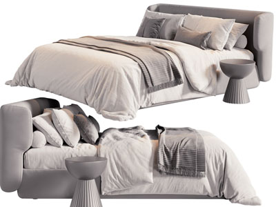 现代布艺双人床