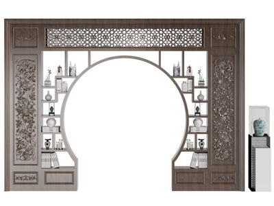 新中式门拱 隔断3d模型 新中式门拱 隔断