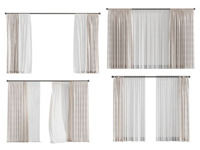 现代窗帘窗纱3d模型 现代窗帘窗纱