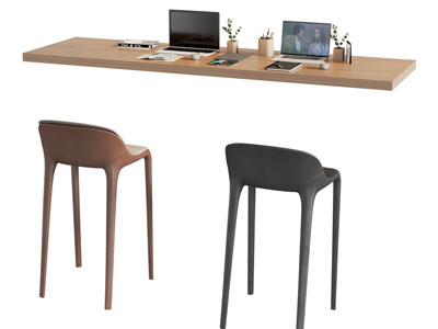 现代吧台吧椅 笔记本电脑3d模型 现代吧台吧椅 笔记本电脑