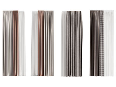 现代布艺窗帘窗纱3d模型 现代布艺窗帘窗纱