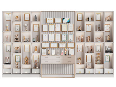 现代奖杯奖牌 奖状荣誉装饰柜3d模型 现代奖杯奖牌 奖状荣誉装饰柜