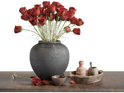 现代陶艺花瓶花卉