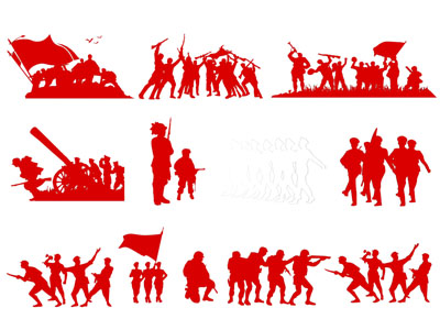 现代军人剪影 剪纸 墙贴 墙饰