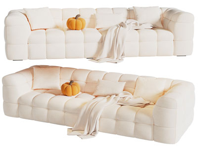 现代奶油风多人沙发