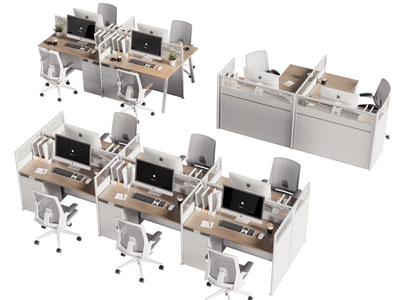 现代多人位办公桌椅组合