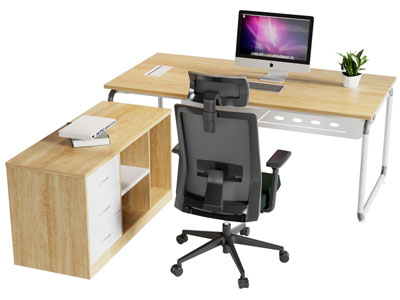 现代带收纳柜的电脑书桌椅组合