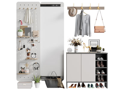现代玄关墙面收纳架、衣架、鞋柜